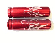 Steel Flame Grips - Red - Click Image to Close
